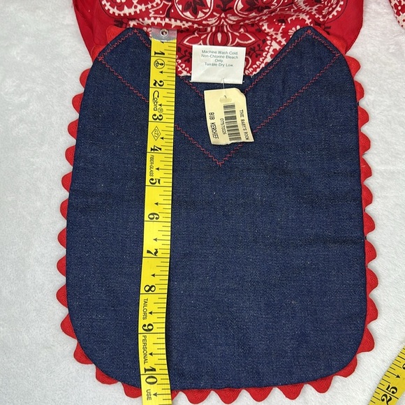 Children’s Red and Blue Cowboy Bandana Western Kerchief Bib - Picture 7 of 8